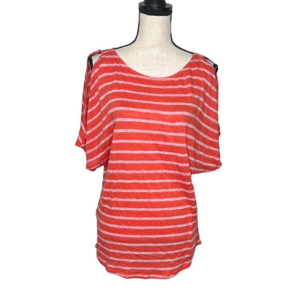 TOMMY BAHAMA Red And White Stripe Blouse. Size Medium